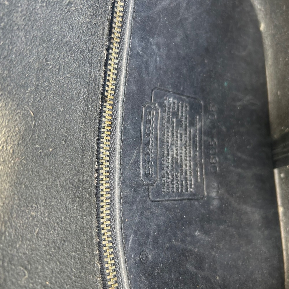 Vintage 80s 90s Coach Leather Crossbody Bag Black Tan Messenger - Picture 2 of 10